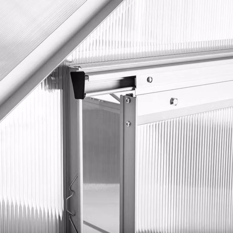 Serra TecTake GmbH in alluminio e policarbonato trasparente con fondamenta e finestre scorrevoli L: 3,7 m, P: 1,95 m, H: 1,9 m