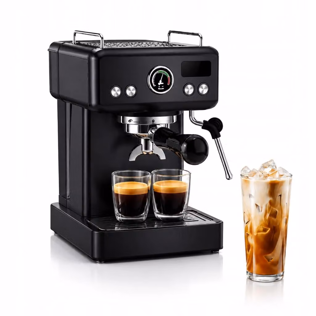 Macchina Espresso HiBREW H10A Nera con Pressione 20 Bar, Sistema PID, Portafiltro 58 mm e Serbatoio da 1,8 L – 2