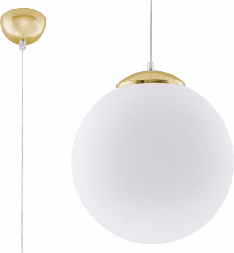 Lampada a sospensione UGO 30 oro 1xE27 15W acciaio/vetro 120x30x30cm Sollux Lighting