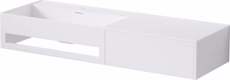 Steinberg Série 443 lavabo mural, tiroir à droite, porte-serviette à gauche, 1200x400x200mm, 1 trou pour robinet, avec trop-plein, SOLIDSurface, 4437210W, 4437210W