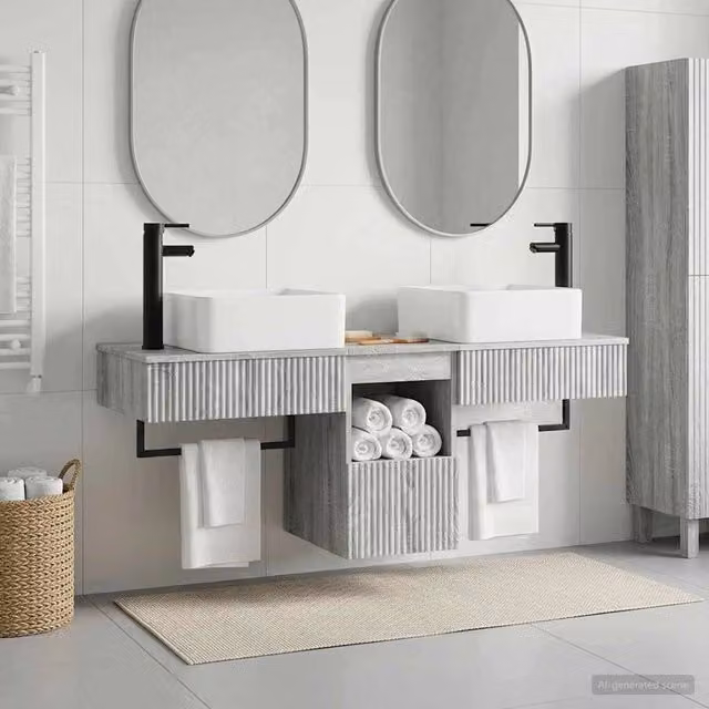 Set di mobili per il bagno 3 pz Sonoma grigio 3405603