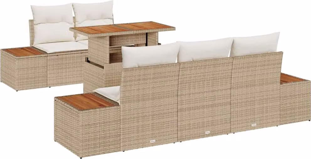 Set Divano da Giardino 6 pcs Beige Poly Rattan