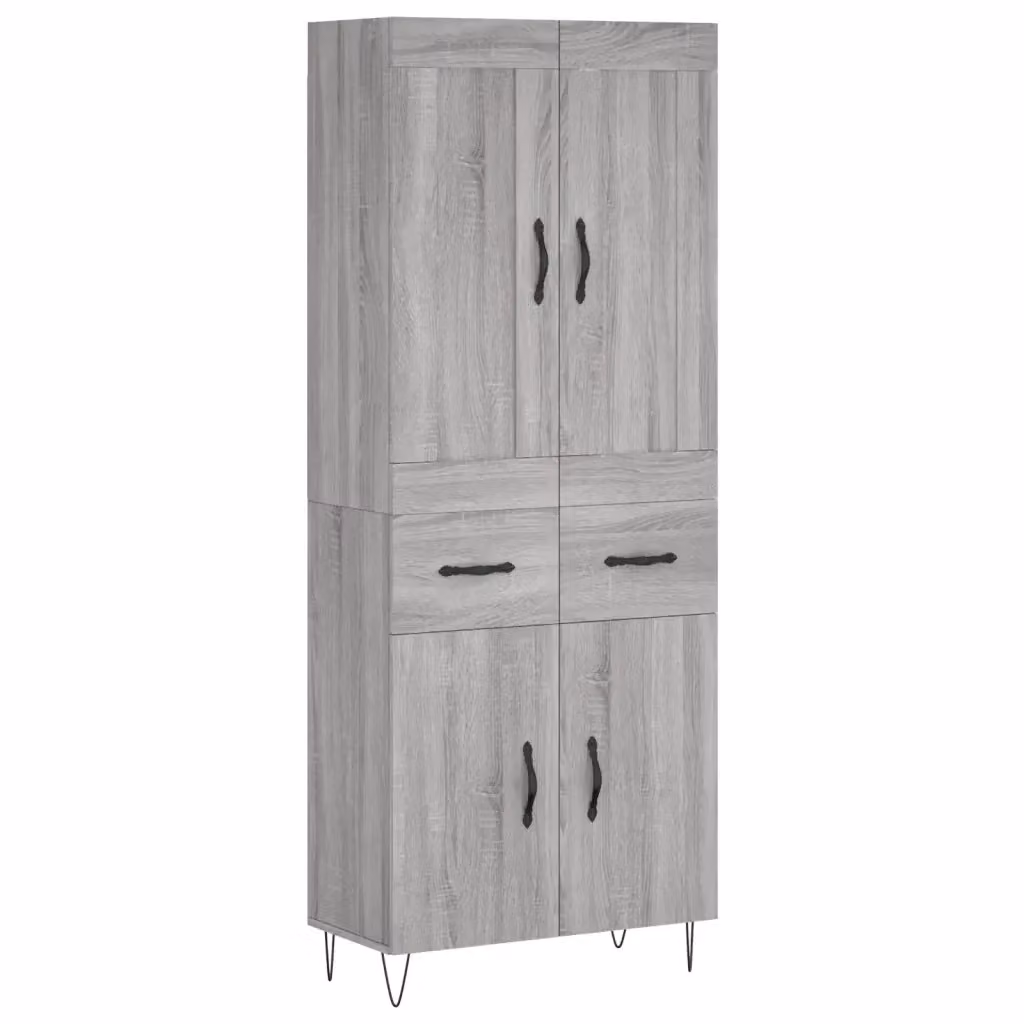 Credenza moderna a parete vidaXL in legno e metallo, colore grigio, L: 69,5 cm, P: 34 cm, H: 180 cm – 2