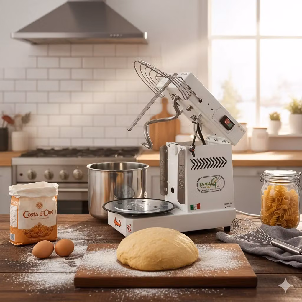 Impastatrice a spirale Famag IM 10S bianca con vasca estraibile e ribaltabile, potenza 400W, capacità 8kg – 2
