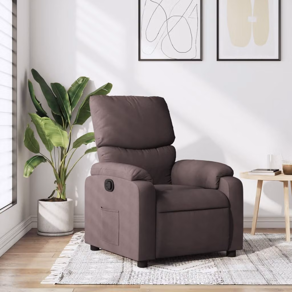 vidaXL Poltrona Reclinabile Relax in Tessuto Marrone con Braccioli e Reclinazione Manuale