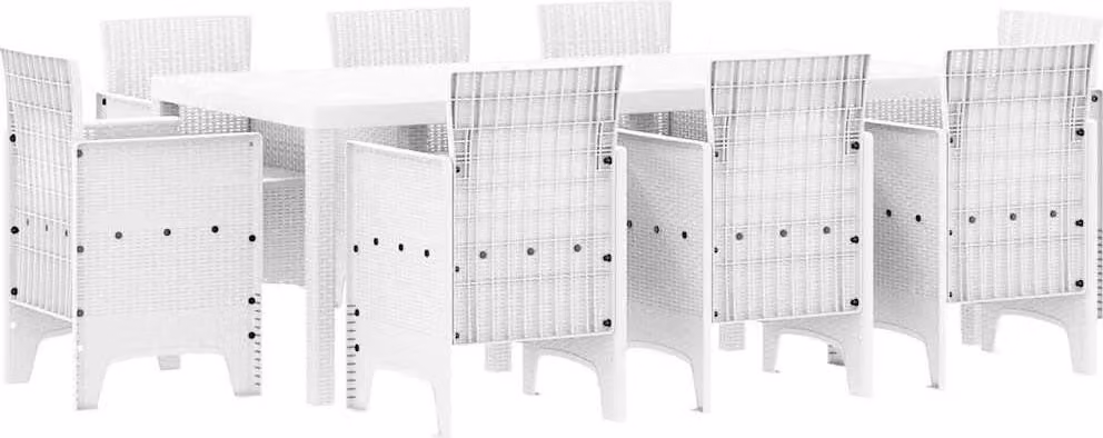Set da Pranzo per Giardino 9 pcs Bianco Polipropilene