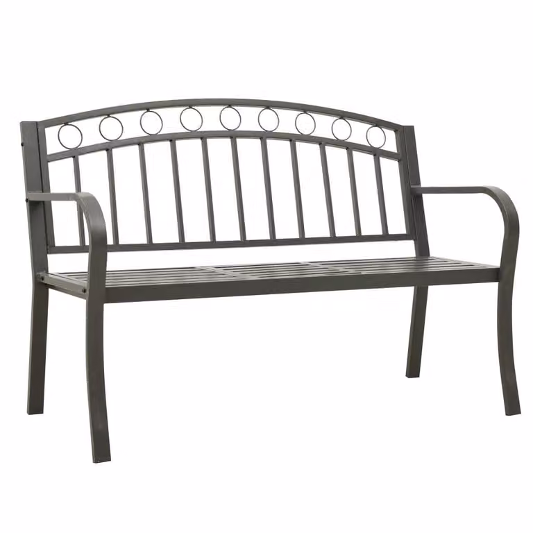 Panca da Giardino con Tavolino Grigio 120 cm Acciaio