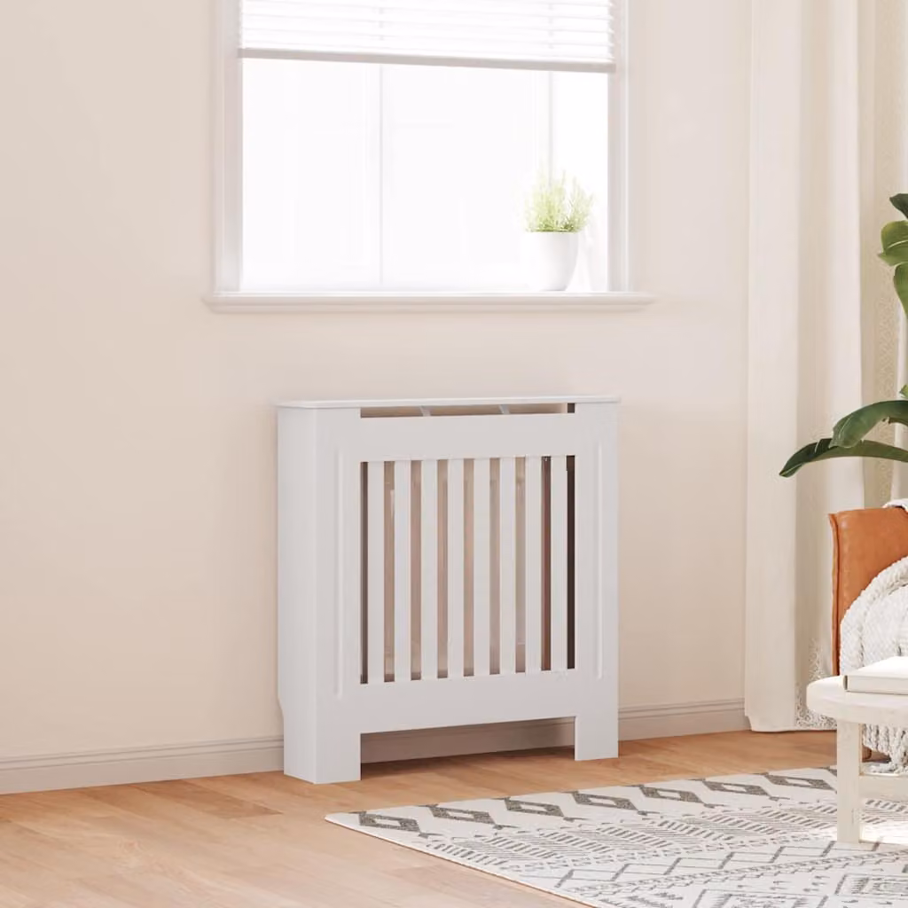 Copertura per radiatore vidaXL in legno MDF bianco, L: 81,5 cm, H: 78 cm, P: 19 cm