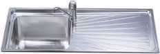 Lavello a una vasca Smeg SGE116.1D in acciaio inox spazzolato color argento L: 116 cm, P: 50 cm – 1