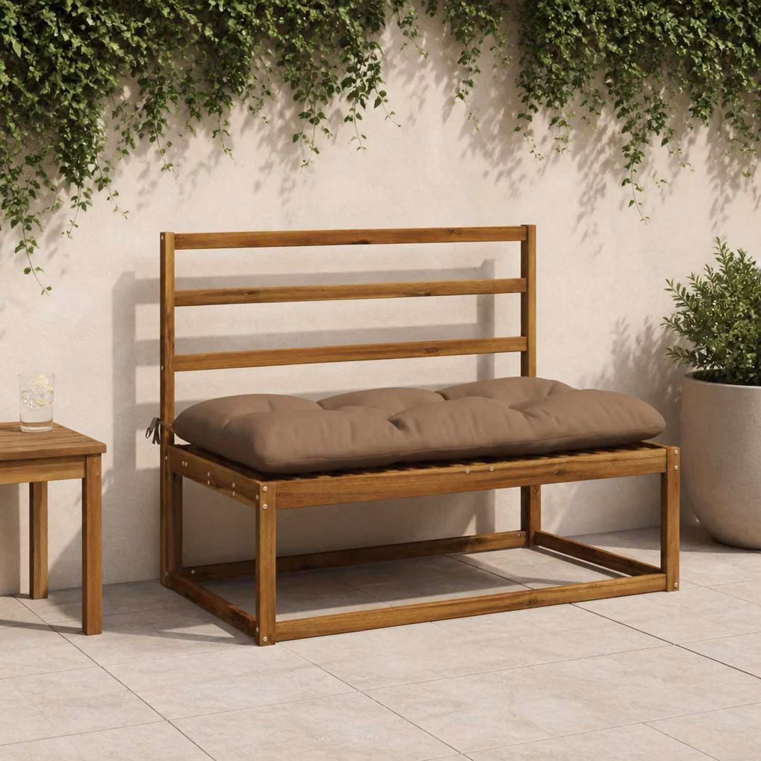 Cuscino per panchina vidaXL VIANEN in poliestere, resistente ai raggi UV con rivestimento lavabile, Tortora