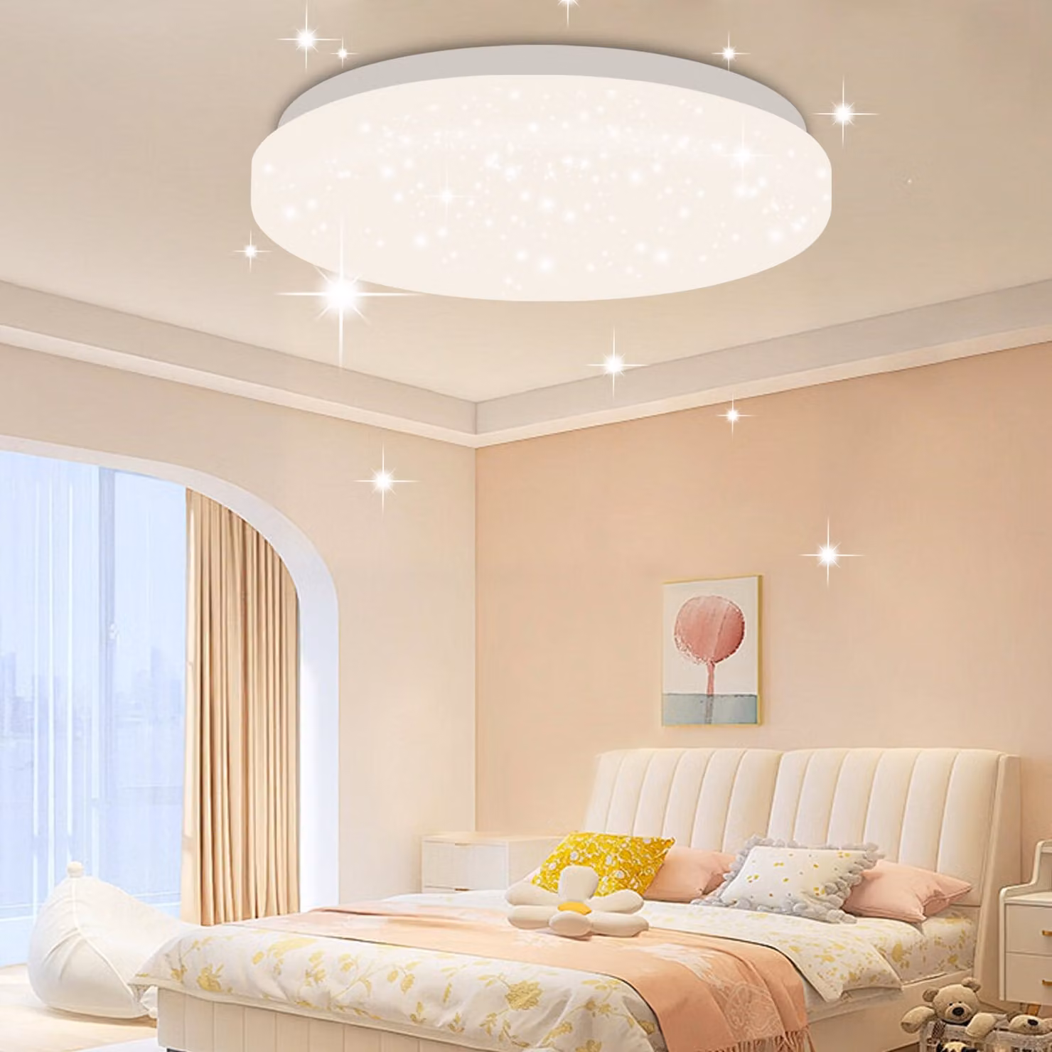 ZMH LED plafoniera cielo stellato piccola rotonda 15W 3000K 21cm bianco caldo moderna per camera da letto scala cucina soggiorno ufficio corridoio