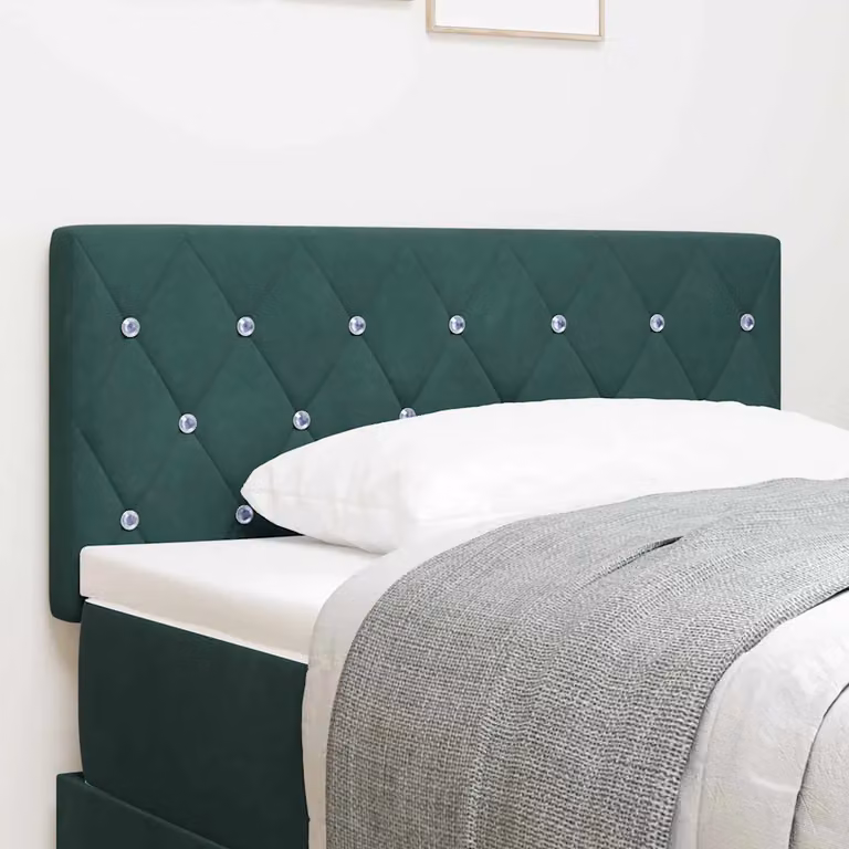 Testiera per letto vidaXL in velluto verde scuro con struttura in legno di pino, Larghezza: 90 cm