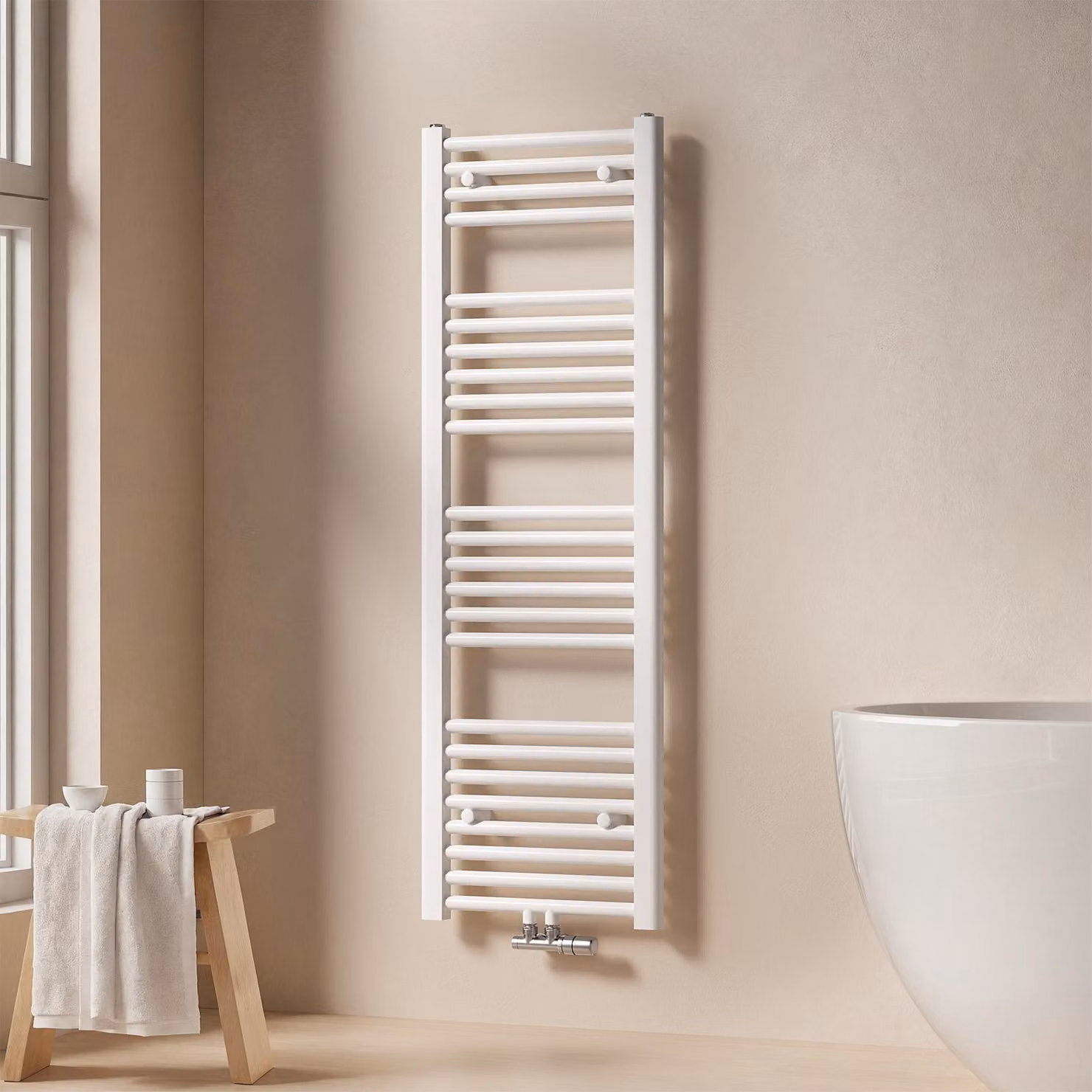EMKE radiatore bagno asciugamani radiatore 40x120cm 427 Watt di potenza bianco radiatore bagno attacco centrale riscaldamento senza elemento riscaldante