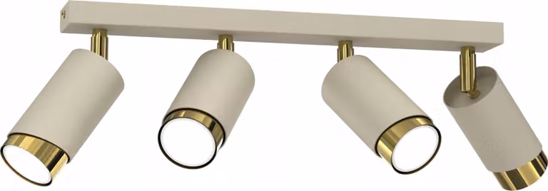 Pendente Beige A 4 Luci Tube Gold Gu10 Led Spot