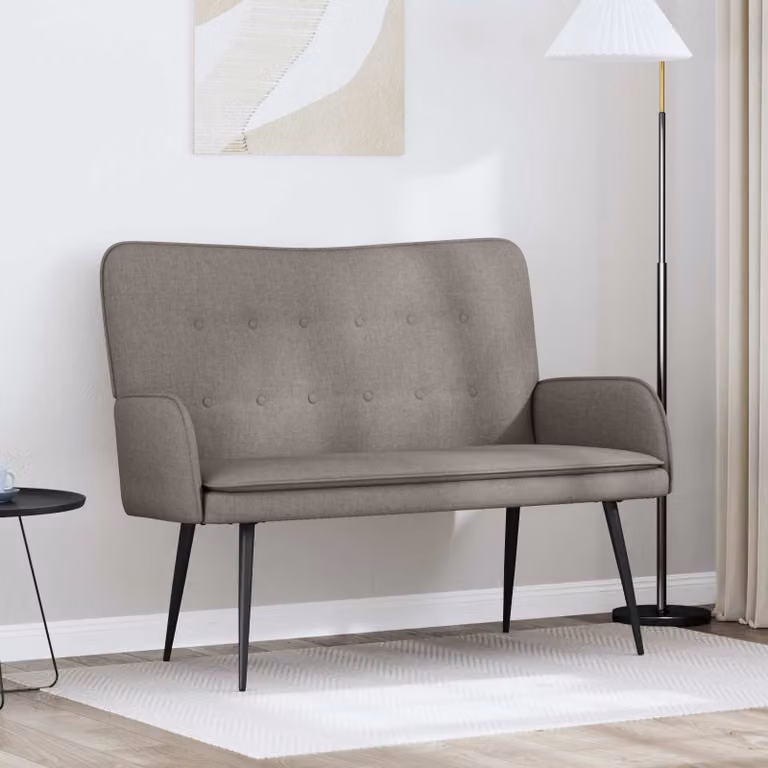 vidaXL Divano a 2 Posti Moderno in Tessuto Beige/Grigio L/P/H: 115 x 61 x 87 cm