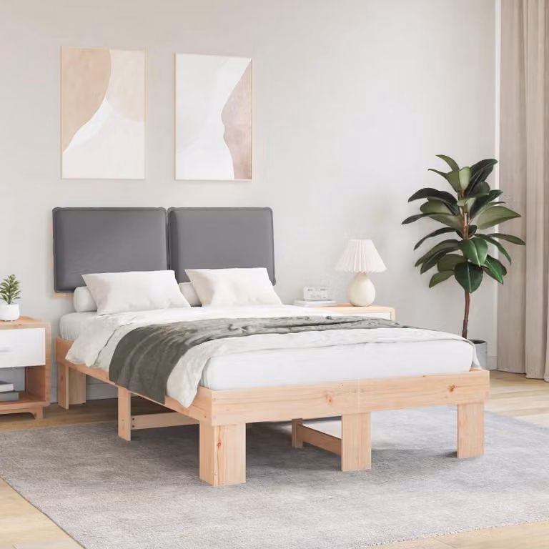 Letto con Testiera Rivestita in Tessuto Grigio vidaXL L/P: 120 x 200 cm