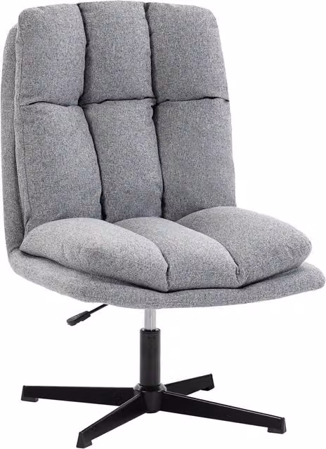 Poltrona Girevole Minimal Regolabile in Altezza Grigio Chiaro con Base in Metallo L/P/H: 120 x 75 x 102 cm