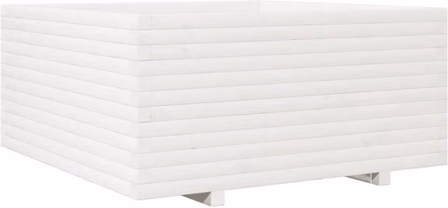 Fioriera | Cassetta per fiori | Vaso da Giardino Bianca 100x100x49,5 Legno Massello di Pino