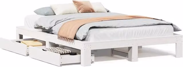 Letto matrimoniale | Letto per adulti | Letto senza Materasso Bianco 160x200 cm Legno Massello di Pino