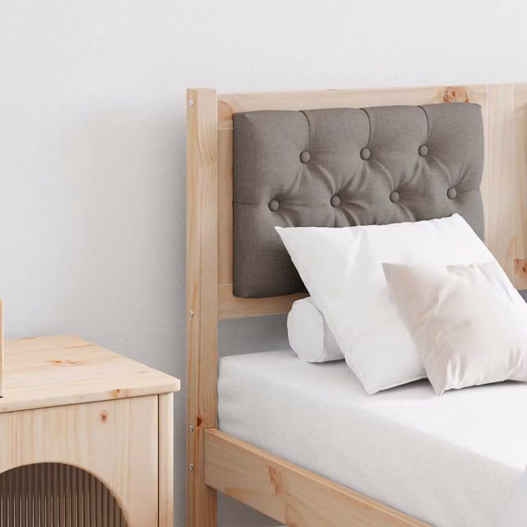 Testiera per letto imbottita vidaXL in legno di pino massello, colore marrone, beige e grigio