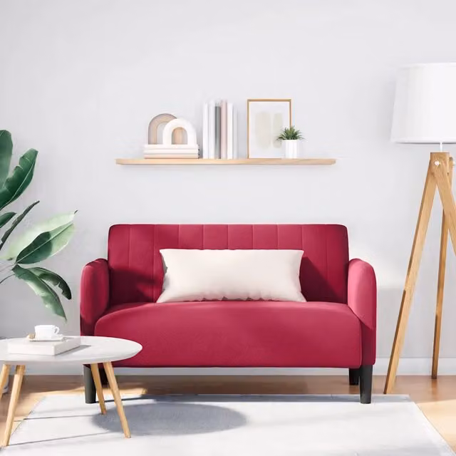 Divanetto moderno vidaXL in velluto rosso, L: 124 cm, P: 74 cm, H: 68 cm – 1