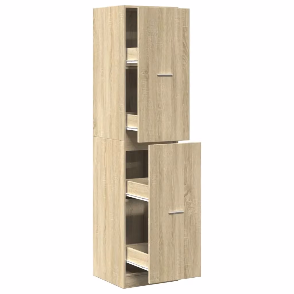 Armadietto da Farmacia a Parete vidaXL in Rovere con Ripiani e Cassetti, L: 40 cm, P: 41 cm, H: 174,5 cm – 2