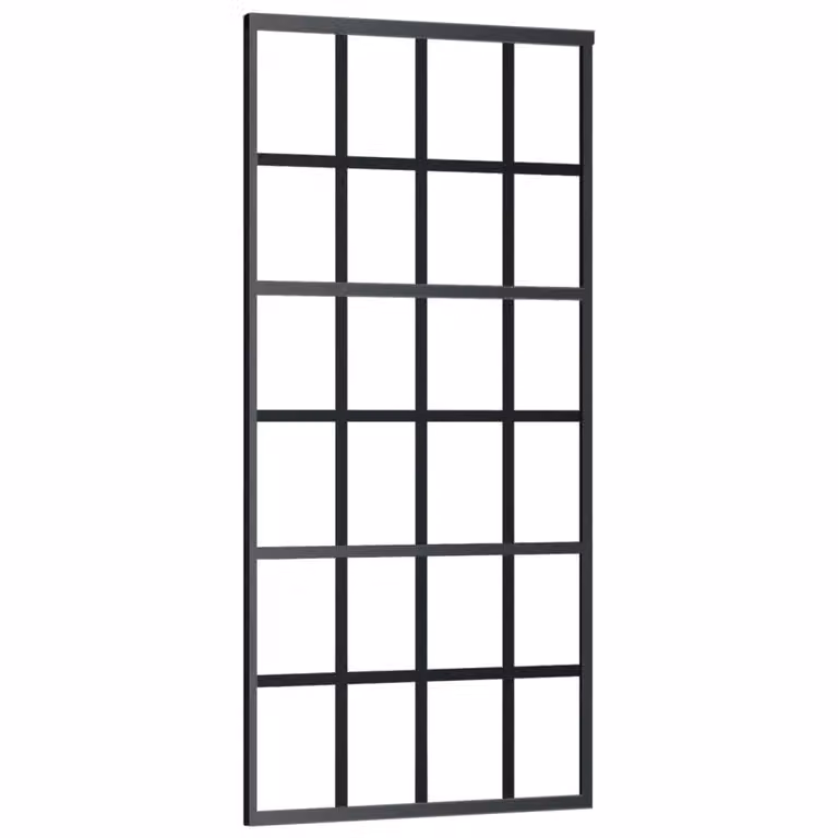 Porta Scorrevole in Vetro ESG e Alluminio 90x205 cm Nera