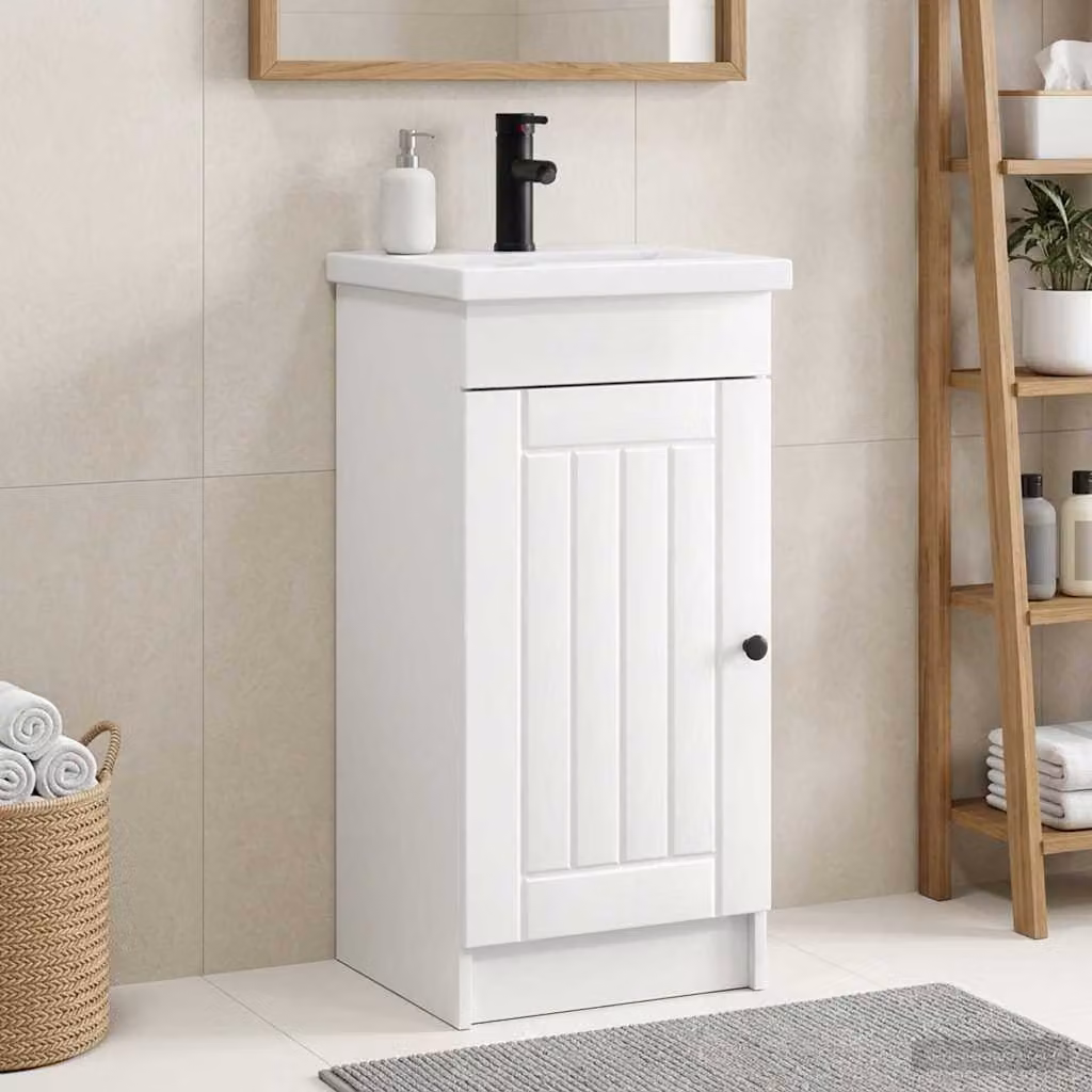 Mobile da bagno con lavabo vidaXL Bianco Lucido L: 42 cm, P: 40 cm, H: 84,5 cm