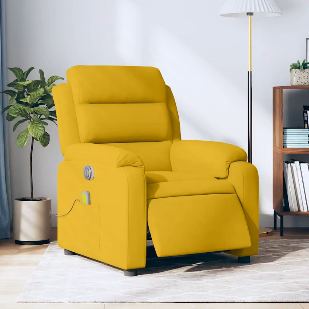 Poltrona Massaggiante Reclinabile Elettrica vidaXL in Velluto Giallo