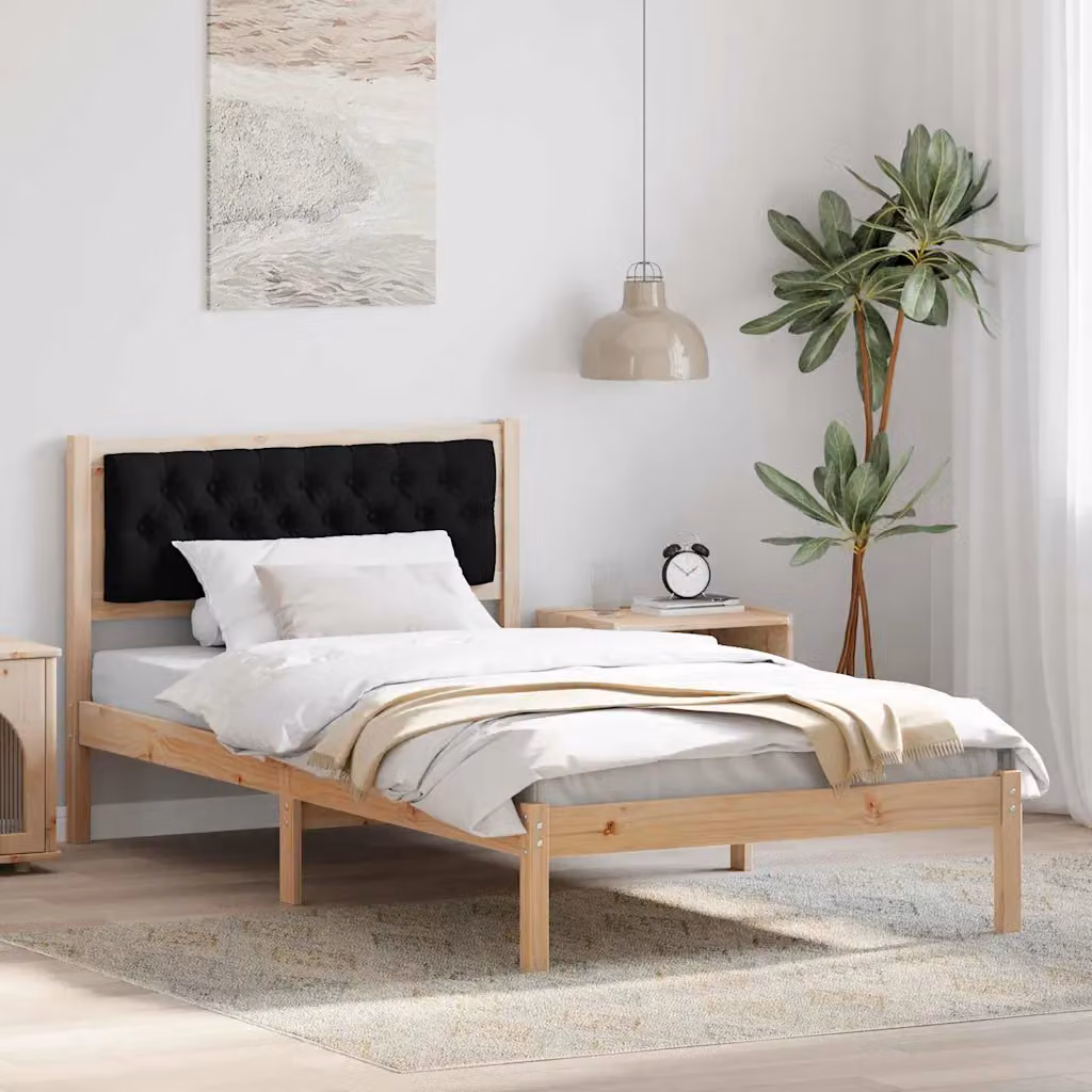 Struttura del letto vidaXL in pino massello nero L 100 x P 200 cm – 1