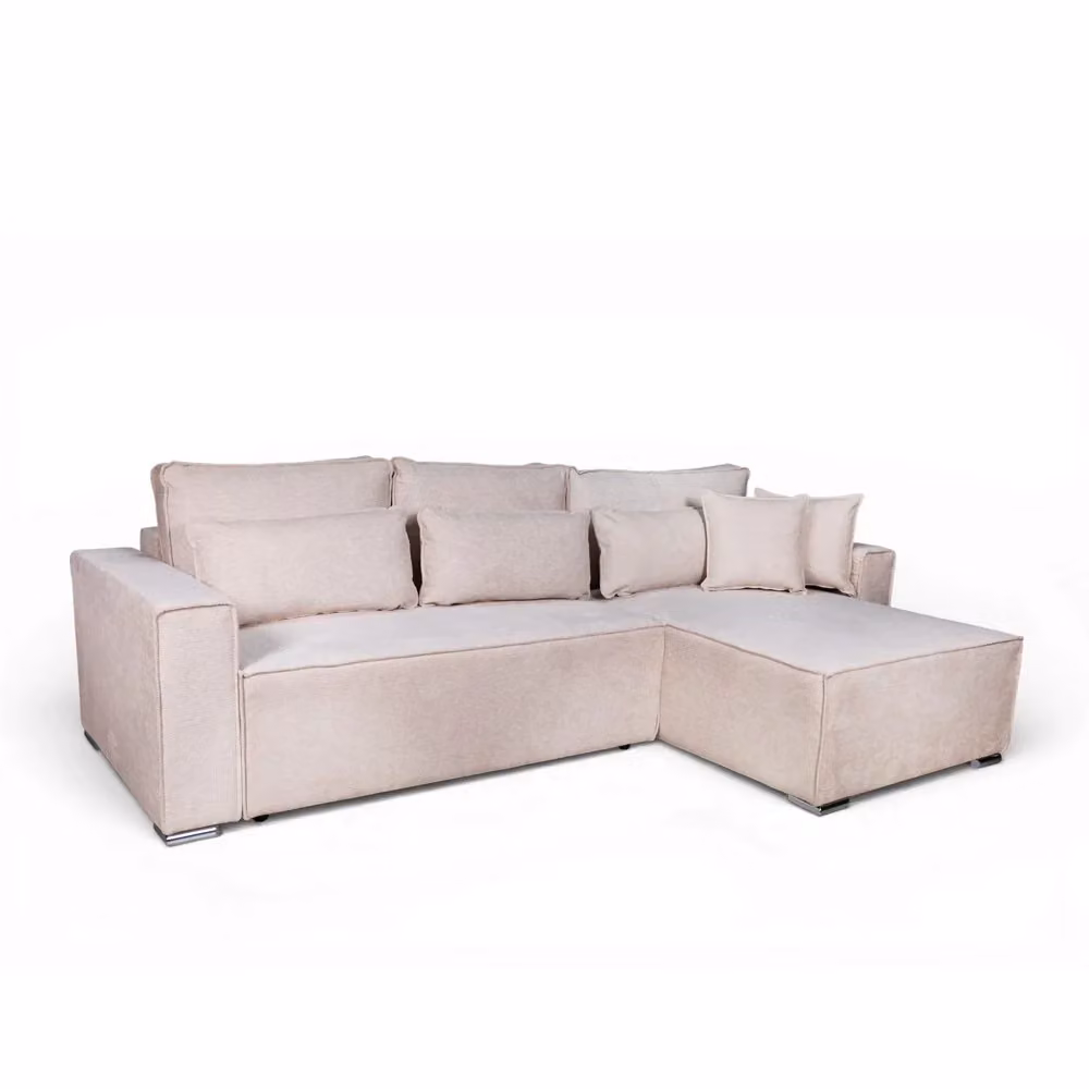Divano Angolare Emily beige con Letto Easy Open, Contenitore e Penisola Reversibile in Tessuto per il tuo Living – 2