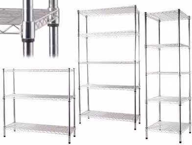 SCAFFALI MANHATTAN IN ACCIAIO CROMATO 5 PIANI 90x35xH180 CM SCAFFALATURE