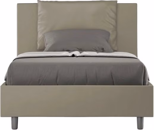 Letto imbottito Antea Ityhome con contenitore in similpelle e microfibra, colore beige, L/P/H: 120 x 210 x 135 cm