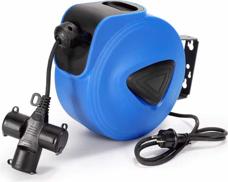 Avvolgicavo Jayseuw Avvolgicavo automatico 20M+1,5M Modello IP44 a tre spine 250V con funzione di rincalzo per soffitti e officine con montaggio a parete