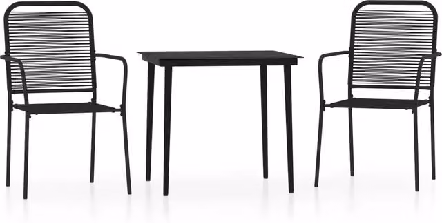 Set Mobili da Pranzo per Giardino 3 pz | Set Salotto da Giardino Nero