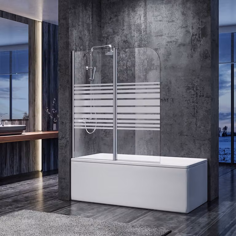 SONNI 120x140cm cabina doccia, attacco per vasca da bagno schermo pieghevole per vasca da bagno, vetro temperato di sicurezza con nano rivestimento