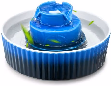 Fontanella per Gatti e Cani VEVOR in Ceramica Blu con Pompa Ultra Silenziosa e Sistema di Filtraggio Multistrato, Capacità 2,1 l