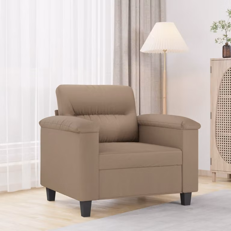 Poltrona moderna vidaXL in similpelle beige e marrone con braccioli e struttura in metallo per il tuo soggiorno