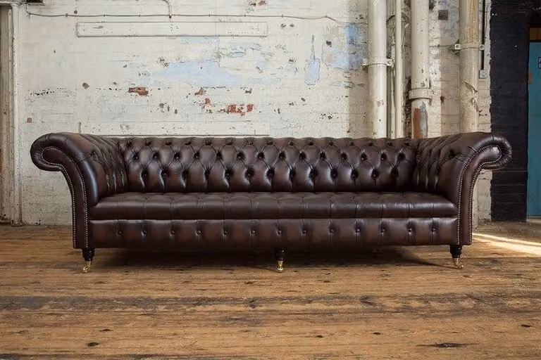 XXL Big Wohnzimmer Couch Chesterfield 4 Sitzer Leder Sofa Couchen Garnitur