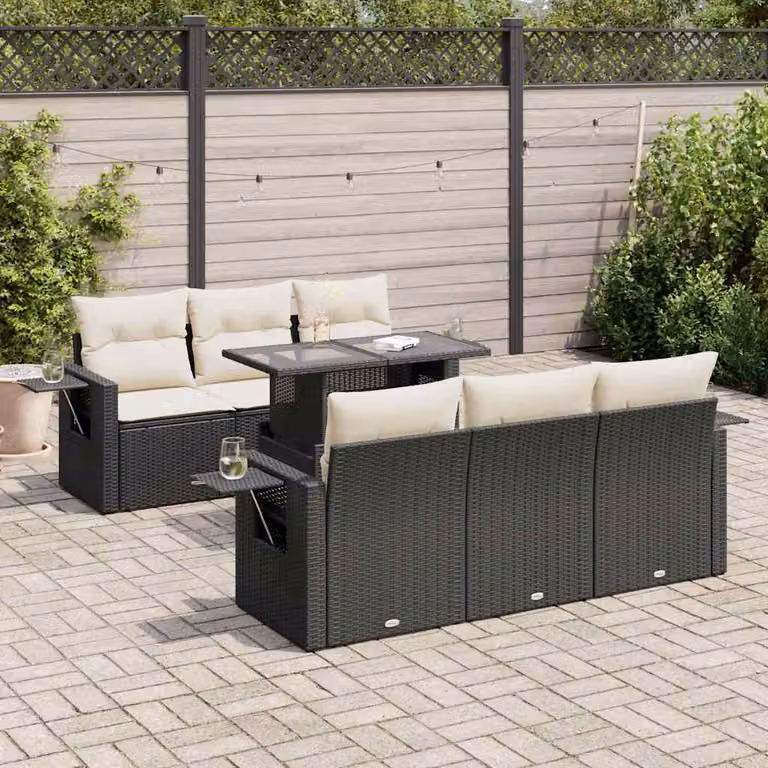 Maison Exclusive - Set Divani da Giardino con Cuscini 7pz Nero Polyrattan