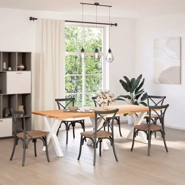 Set di 3 gambe per tavolo da pranzo vidaXL a forma di X in metallo bianco con altezza regolabile H: 72-73 cm, L: 80 cm