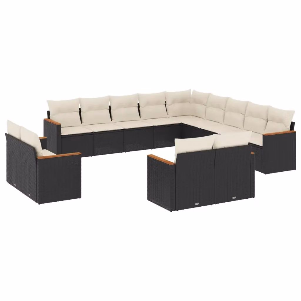 Set di Divani da Giardino a Forma di L vidaXL con Cuscini Nero e Bianco in Polyrattan e Metallo – 2