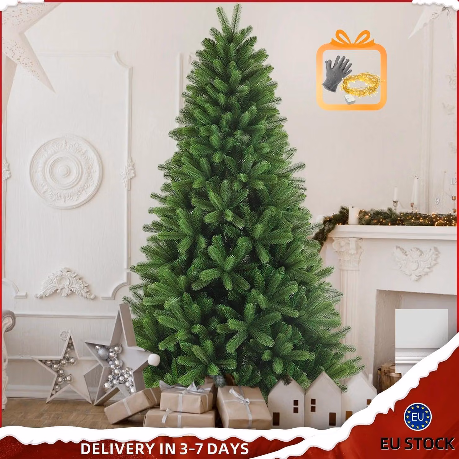 Albero di Natale artificiale con neve bianca - Albero artificiale - Albero di Natale finto - Albero di Natale con luci LED - Decorazioni natalizie - Altezza: 235 cm