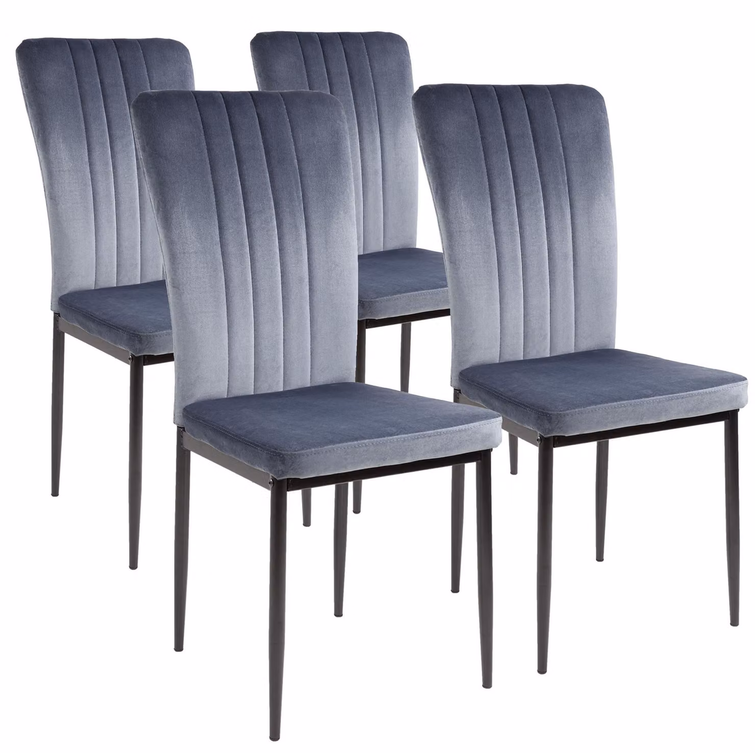 Sedie per sala da pranzo Albatros con rivestimento in velluto, set di 4 MODENA, grigio - Elegante design vintage, elegante sedia da pranzo imbottita - Sedia da cucina o da sala da pranzo con elevata capacità di carico