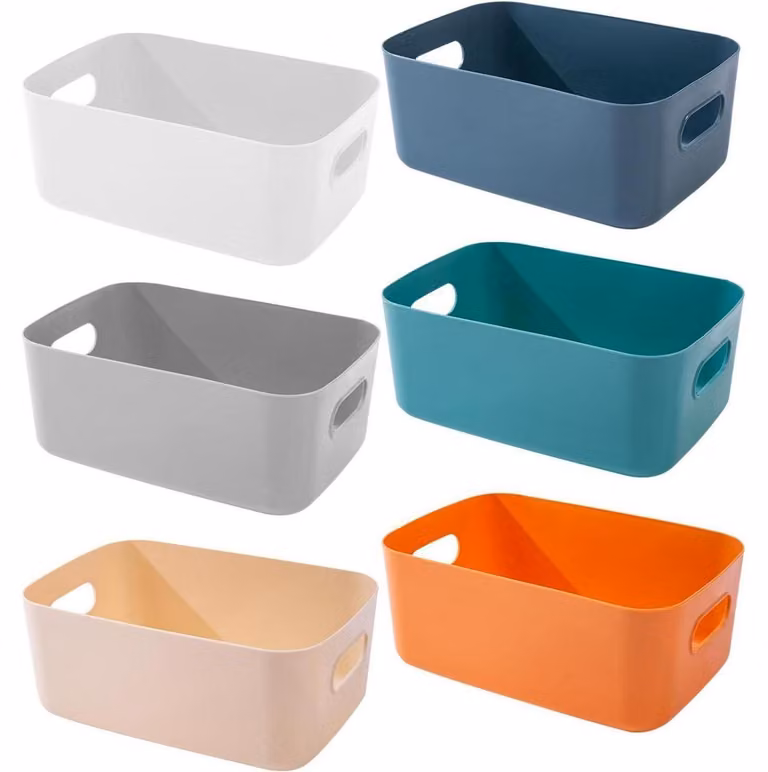 Contenitori in plastica con maniglia, confezione da 6 pezzi, dimensioni 25x16,5x10 cm