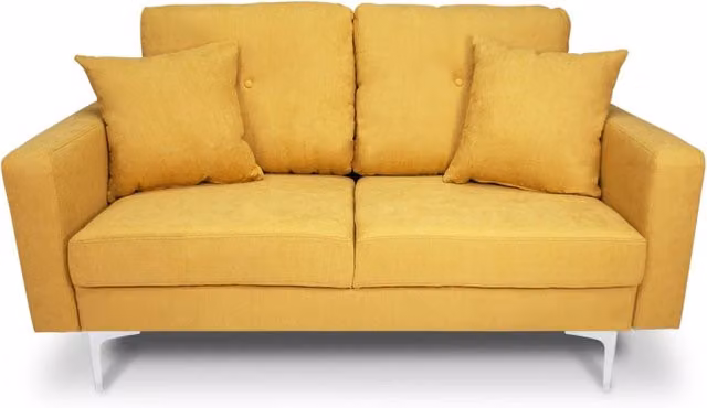Divano 2 posti in tessuto vellutato giallo piedi in metallo - Chloe - DI2P-CH16FBC-PM