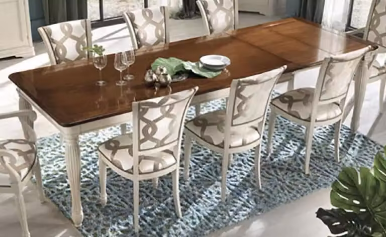Casa Padrino tavolo da pranzo barocco allungabile marrone / bianco panna - Italy