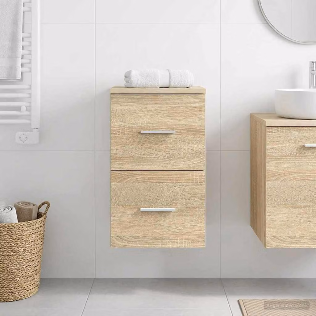 Armadio da bagno moderno vidaXL In-between Rovere Sonoma marrone L: 30 cm, P: 44,5 cm, H: 50 cm
