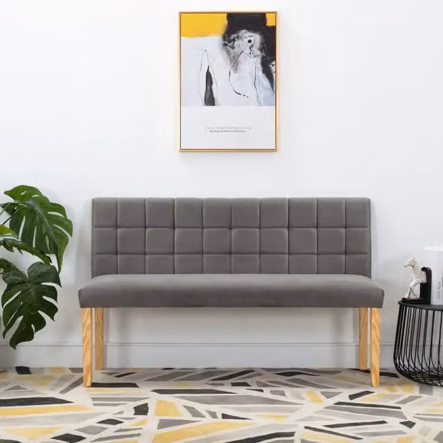 Panca-Sgabello 140 cm Grigia in Velluto