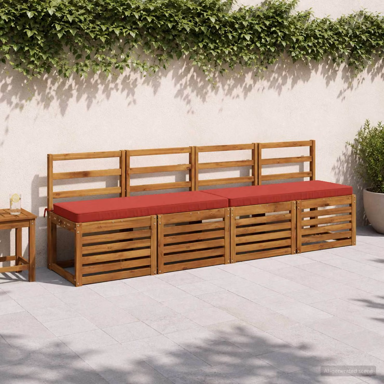 Cuscino per panchina vidaXL VUGHT in poliestere rosso vino con rivestimento rimovibile e resistente ai raggi UV